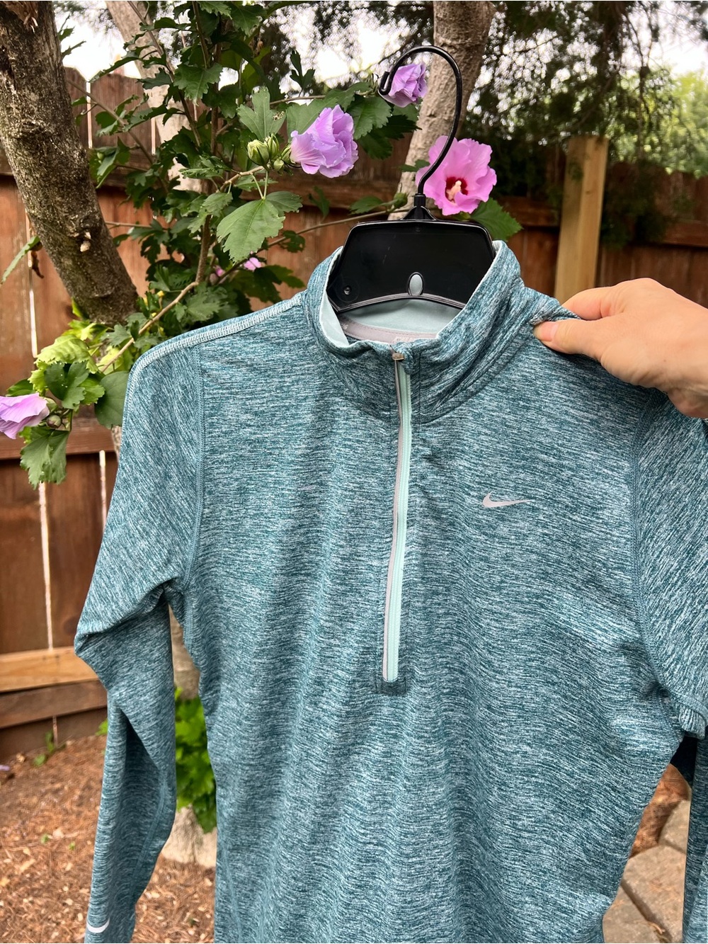 Nike Element Dark Teal Running Dri-fit 1/4 zip 1/2 pullover top S Reflective